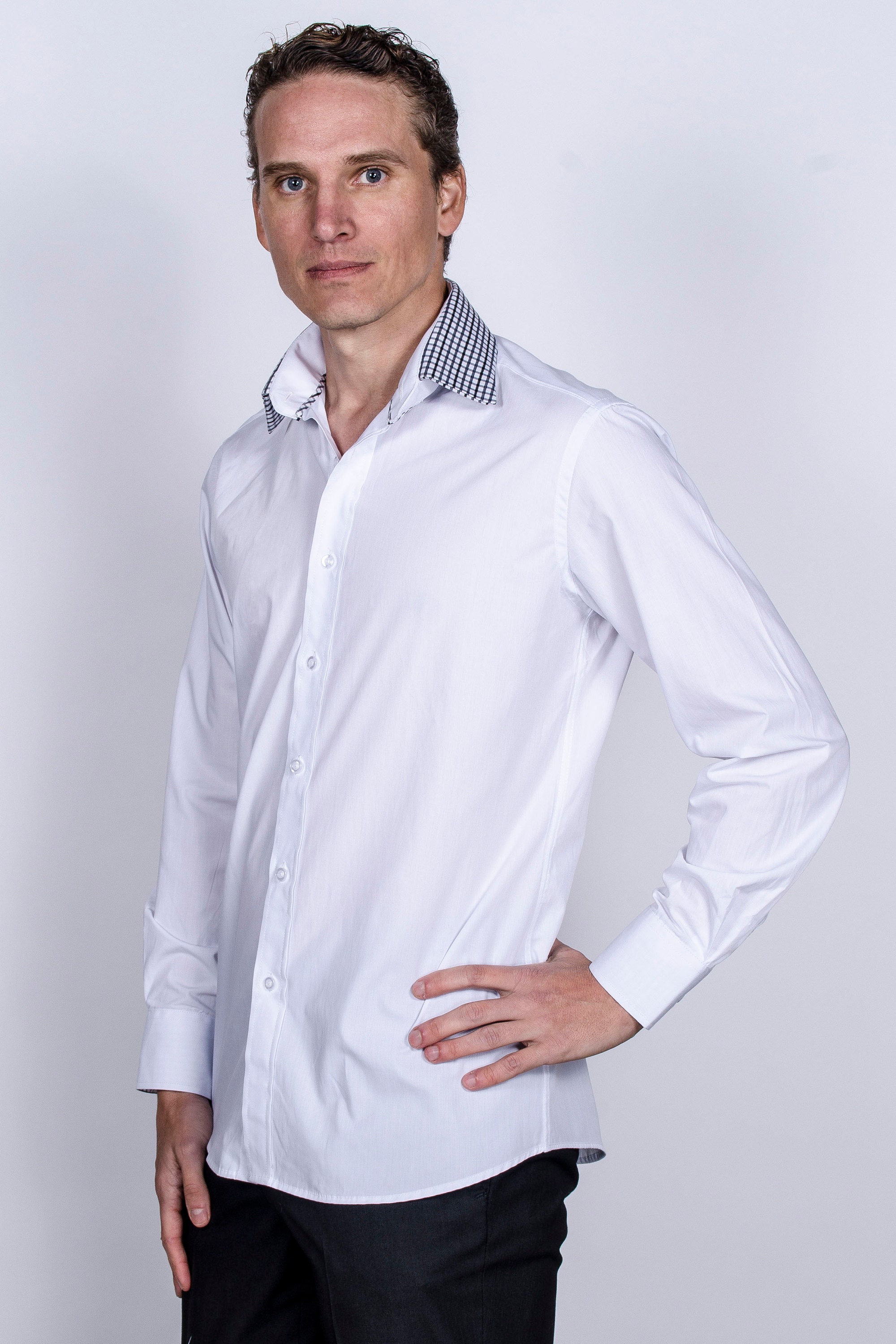 OnCollar collar cover on a KOVROS dress shirt